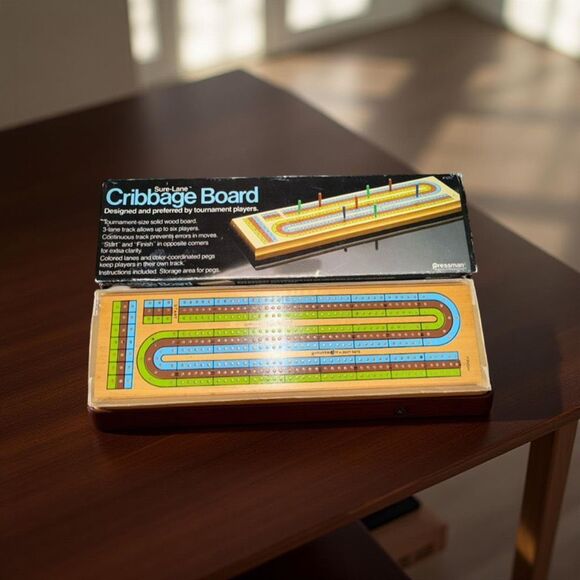 Vintage 1983 Pressman Sure Lane Cribbage Board Solid Hardwood Tournment Style - Picture 1 of 7